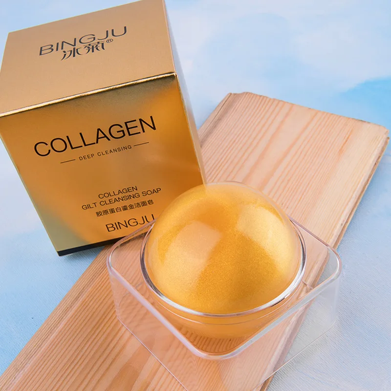 

BINGJU 100g 100% Pure & All-Natural Soap Gilt Cleansing Soap Active Anti-Acne Cleansing Skin Ball Handmade Soap