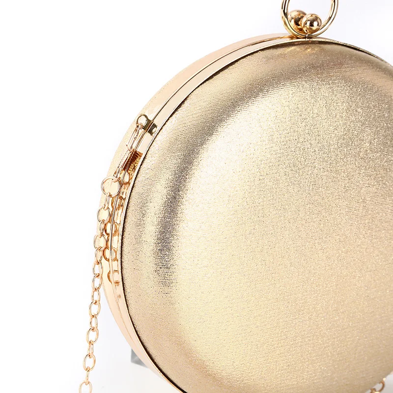 Women Evening Bag Round Gold Ladies Handbag Luxury Clutch Bag Evening