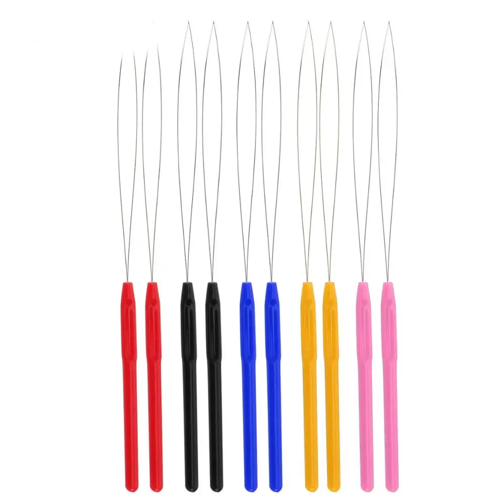 

100pcs Stainless Steel Hair Extension Tool Hair Styling Accessory Hook Needle Micro Ring Pulling Hoop Loop Feather Threader