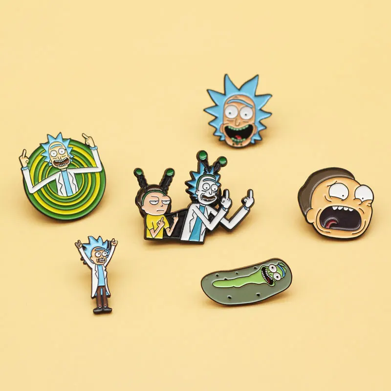 

Lovely Enamel Lapel Pin Set 6 Cartoon Brooch Rick And Morty Creative Metal Badge for Girl Suitable for Clothes Bag Backpack, Picture shows