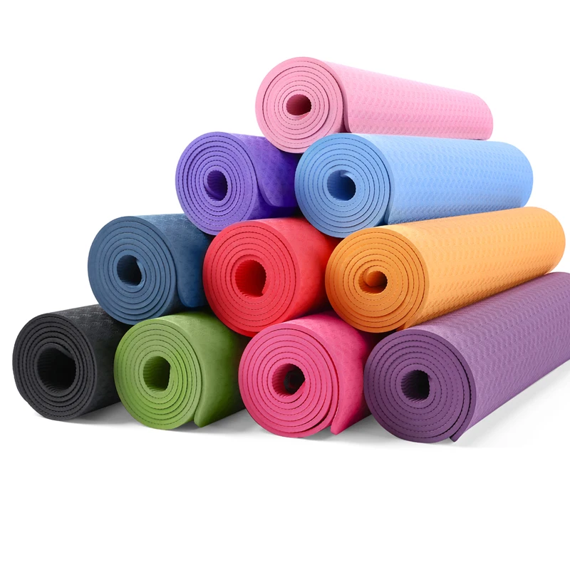 

high density custom print pilates mat high quality factory supply anti-tear waterproof yoga matt yoga mats tpe 6mm one color, Single color/double color