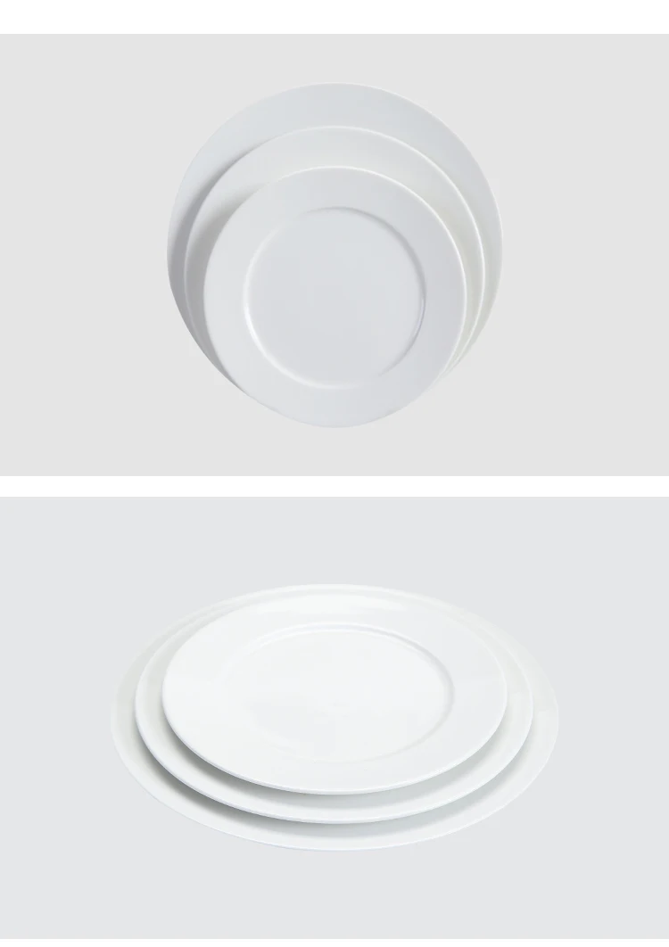 Weiye Round Porcelain Shallow Rice Plate White Dinner Plate Ceramic Round Buffet Plate For Hotel