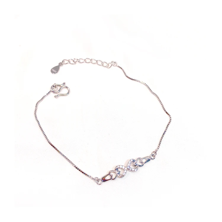

2021 Latest Design 925 Sterling Silver Charm Women Adjustable Infinity Bracelet