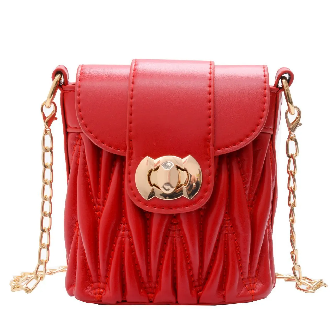 

High quality pleated flap bucket bag women's Peculiar shoulder bag lightweight chain bag