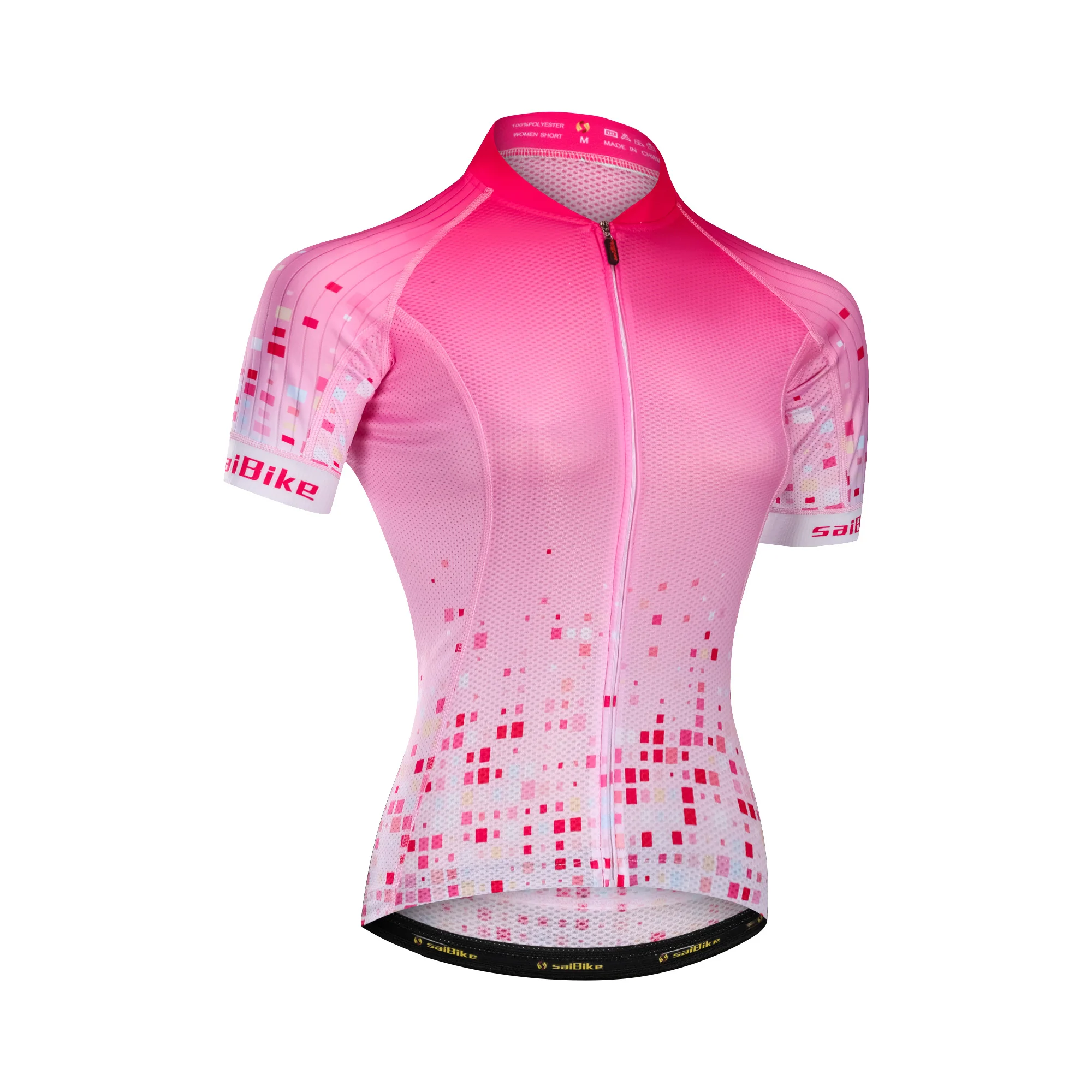 

saibike custom pink ladies cycling jersey quick dry short sleeve cycling jacket bike bicycle jersey for women