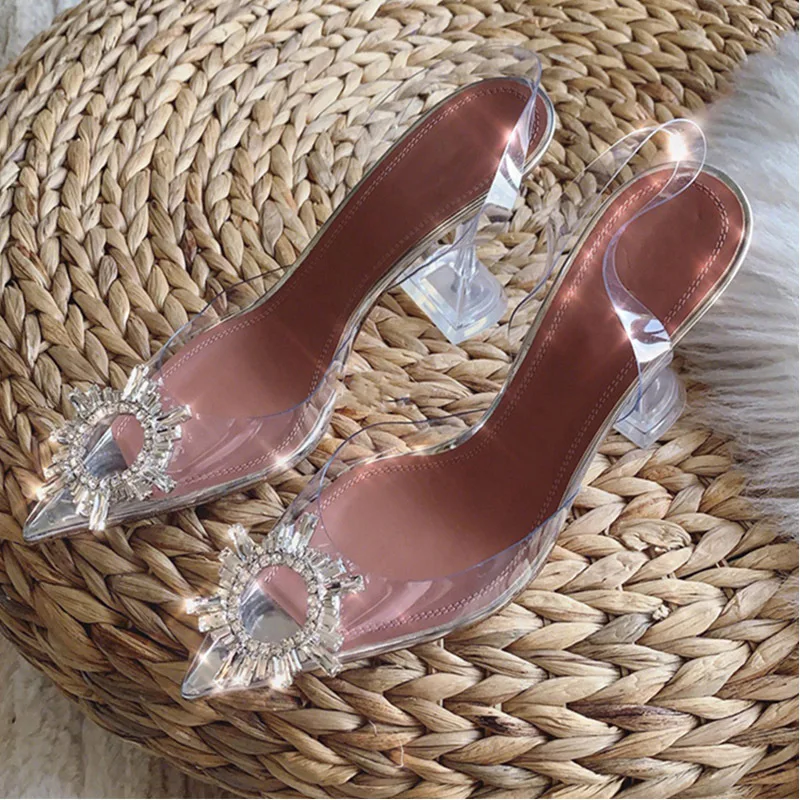 

2021 Fashion Hot Sales Crystal Transparent High Heeled Sandals Shoes For Women, Customized color