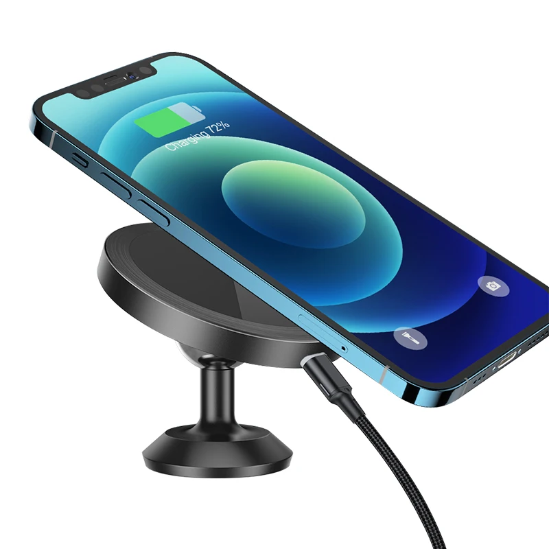 

New Product Factory Wholesale Phone Holder 15W Air Vent Car Wireless Charger Magnetic Wireless Charger For Mobile Phone, Black silver