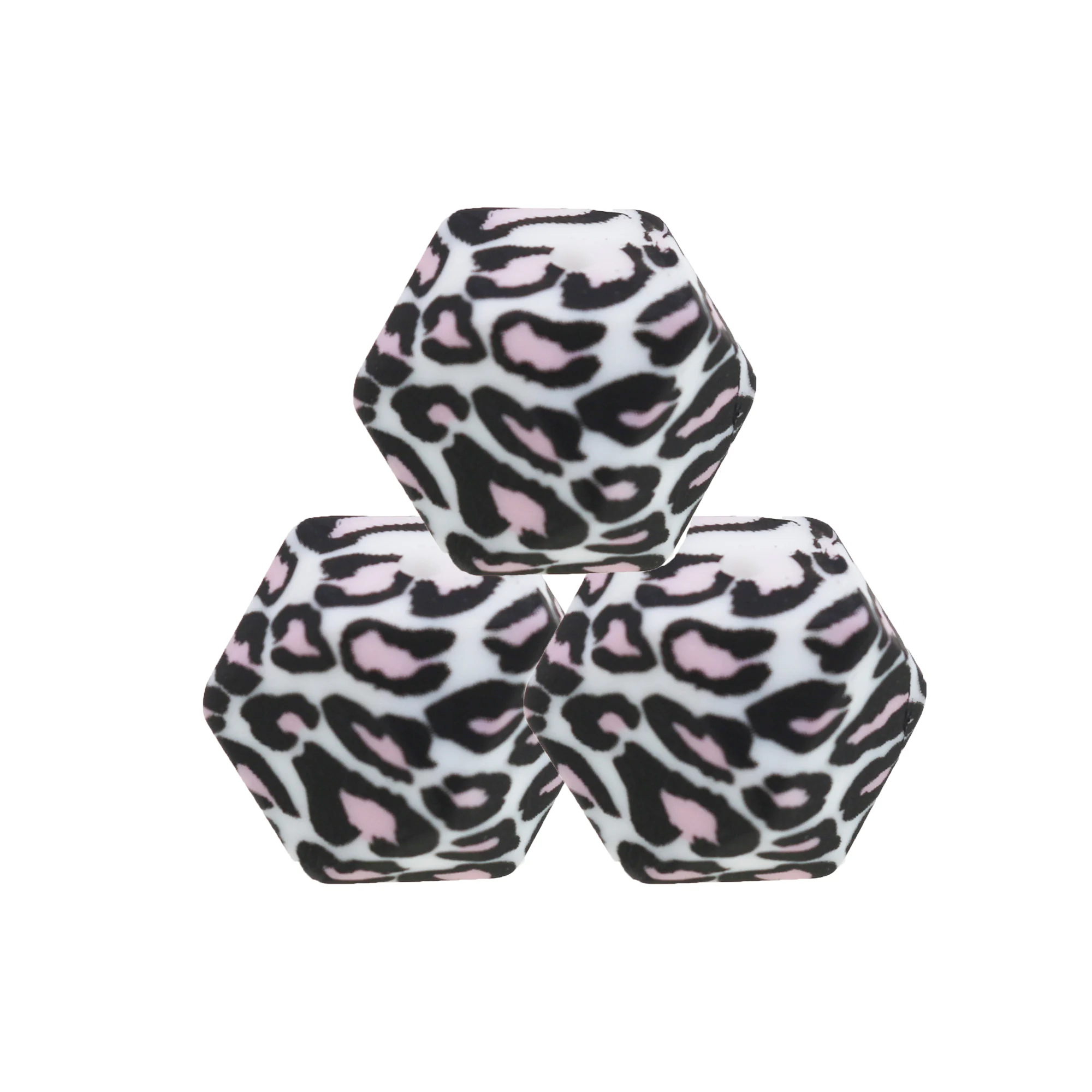 

Bulk baby chew Pink leopard print beads for jewelry making  hexagon baby printed silicone beads silicone beads teething, Sprint colors, customed