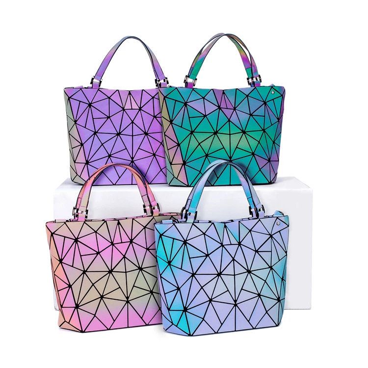 

2021 Fashion New color Geometric Women Handbags Luminous Handbag Reflective Designers Tote Bag, Customizable