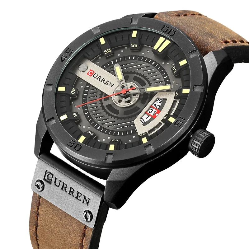 

Chinese Top Brand Curren 8301Sport Military Leather Wrist Watches For Men Fashion Quartz Watch Classic Calendar Wristwatch Clock