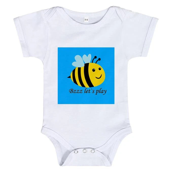 

Wholesale Summer Infant baby Clothes Short Sleeve Cute Pattern Blank Sublimation Baby romper, White or customized color