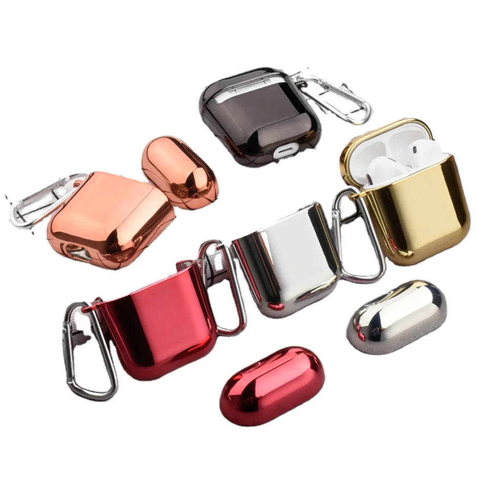 

metallic colors gold tpu pc hard protective cover electroplated for apple airpod 1 2 3 4 pro case, 5 colors