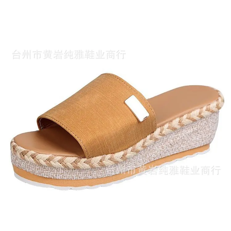 

2021Summer foreign trade European and American new slippers women's sandals large size women's muffin platform shoes
