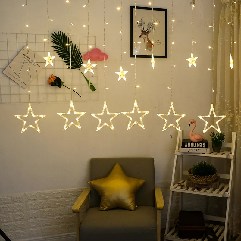 wholesale  stars curtain string lights factory outlets led big star curtain christmas light