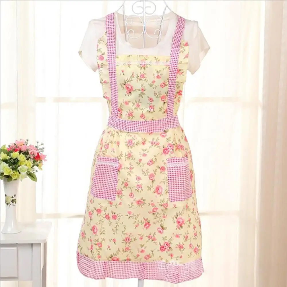 

Hot Sale Dining Room Barbecue Restaurant Kitchen Apron Women Lady Kitchen Apron Dress For Pocket Cooking Funny Cotton Apron Bib, As photo
