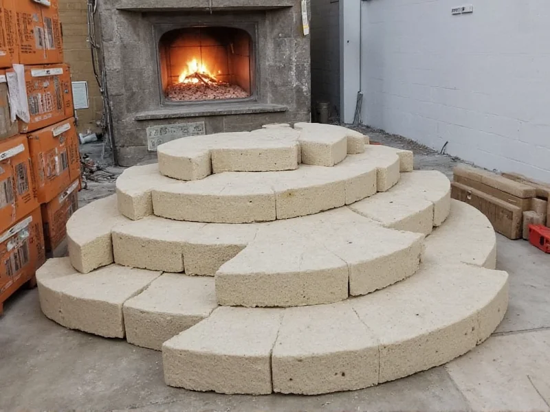Refractory materials laid out for furnace construction