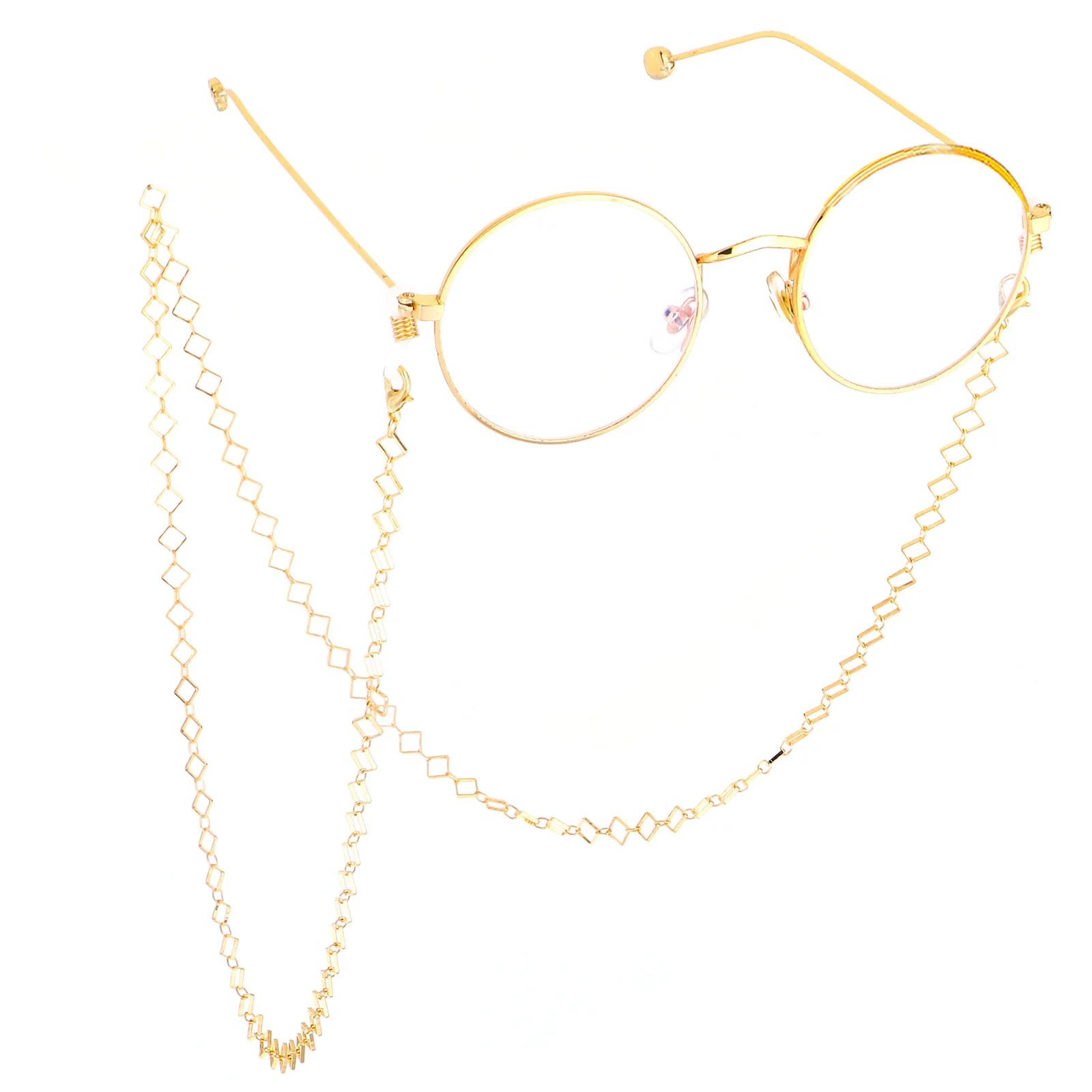

Copper Alloy Gold Portable Eyeglasses Square Jewelry Anti-Slip Reading Eyewear Sunglasses Glasses Accessories Chain For Glasses