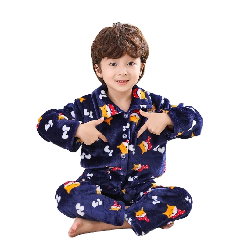 

New unisex pajama sets winter warm flannel sleepwear children's warm plush and thickened children's wear pyjamas kids, Picture shows