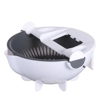 

P1237 kitchen 9 in 1 various cutter potato shredder Multifunction fruits slicer basket vegetable storage drain basket grater