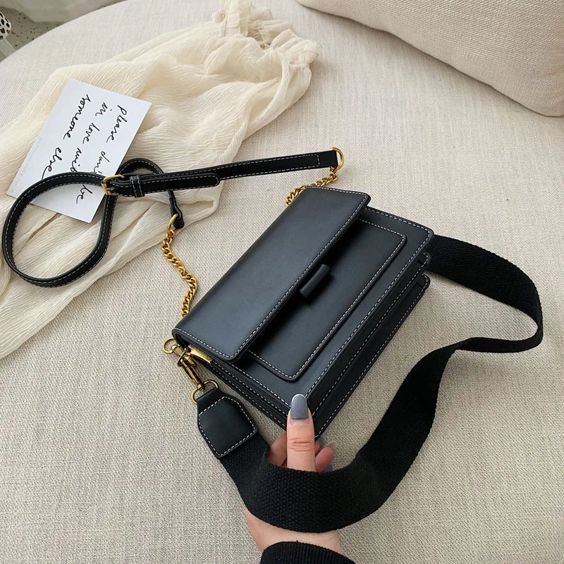 

Wholesale Women Chain Shoulder Bag PU Color Mix Shoulder Bag Strap Leather Crossbody Bag, Black,khaki,yellow, green