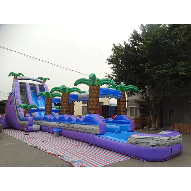 

Outdoor 18ft purple palm tree Inflatable water Slide For Adult