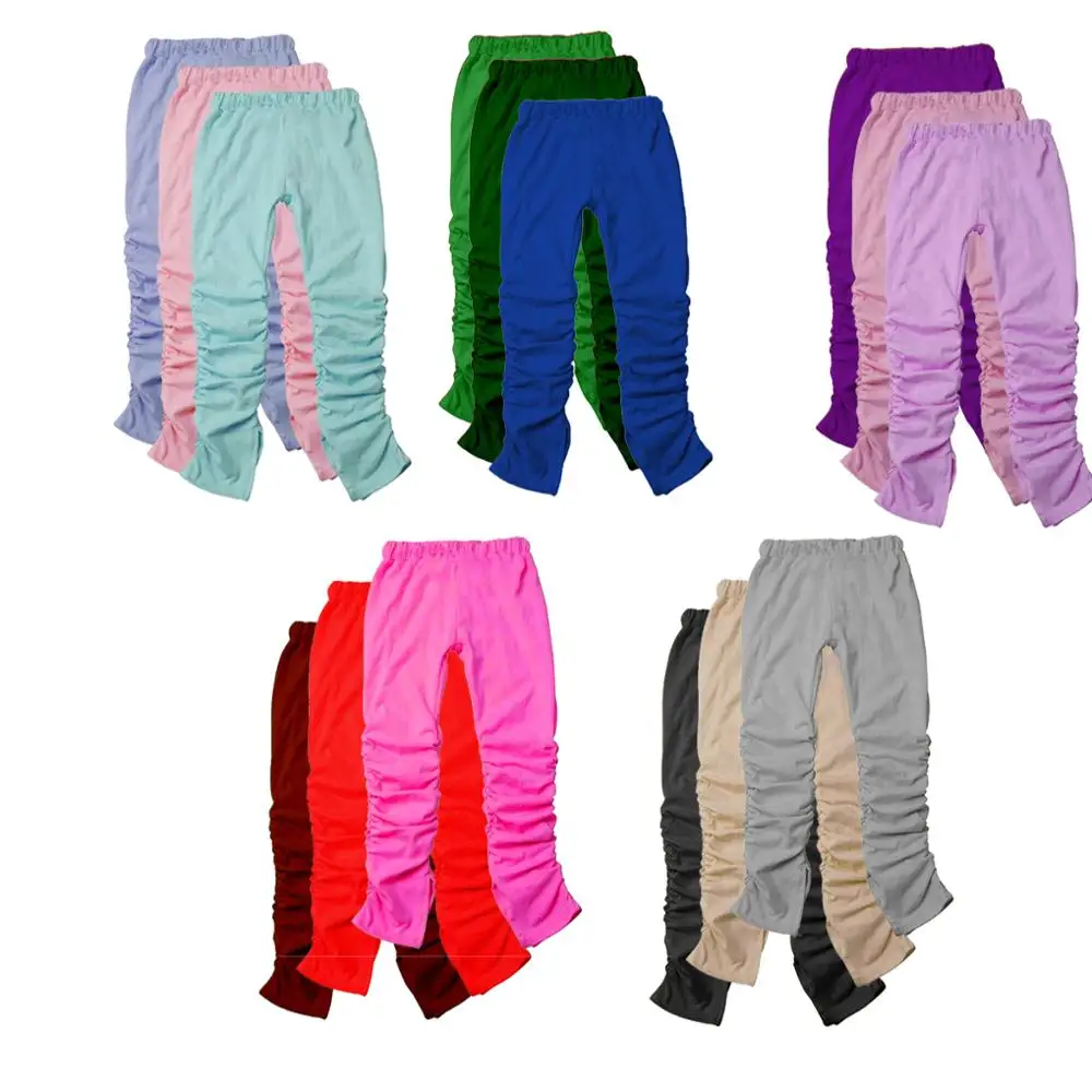 

Kids cotton thick colorful jogger stacked pants leggings winter trousers