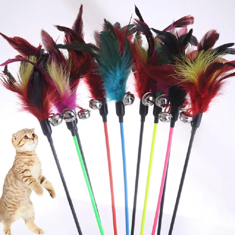

Pet Cat Toy Interactive Toy Feather Ring Bell Stick, As indicated