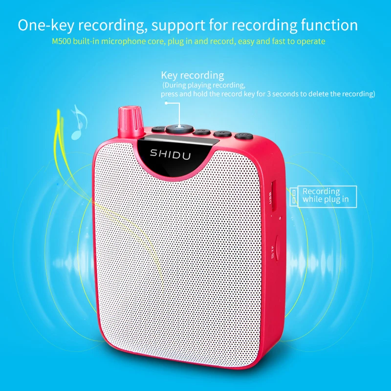 2020 hot sale SHIDU brand Portable Digital Screen Multi-functional Portable Waistband Personal wired mic voice amplifier - ANKUX.COM