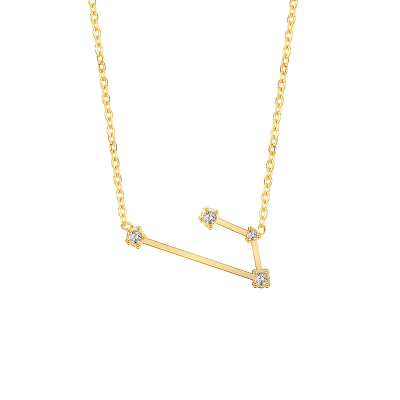 

Stainless Steel Gold silver Plated rhinestone elegant 12 Horoscope zodiac Inlay Personalized Astrology pendant necklace