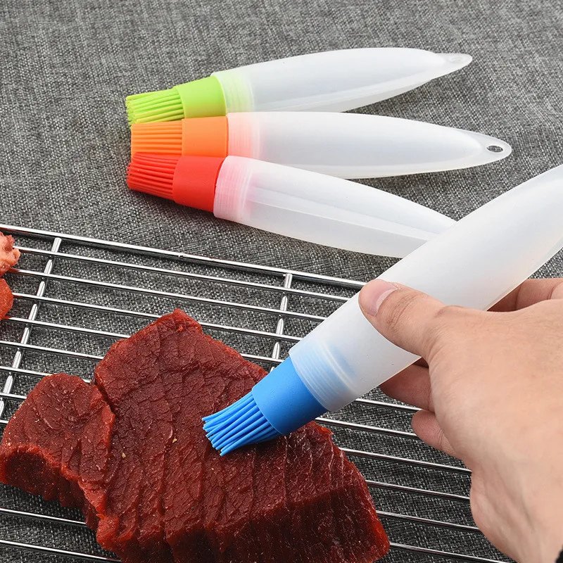 

Food grade HUAMJ amazon hot selling cooking tools baking silicone kitchen oil pastry brush with bottle silicone brush