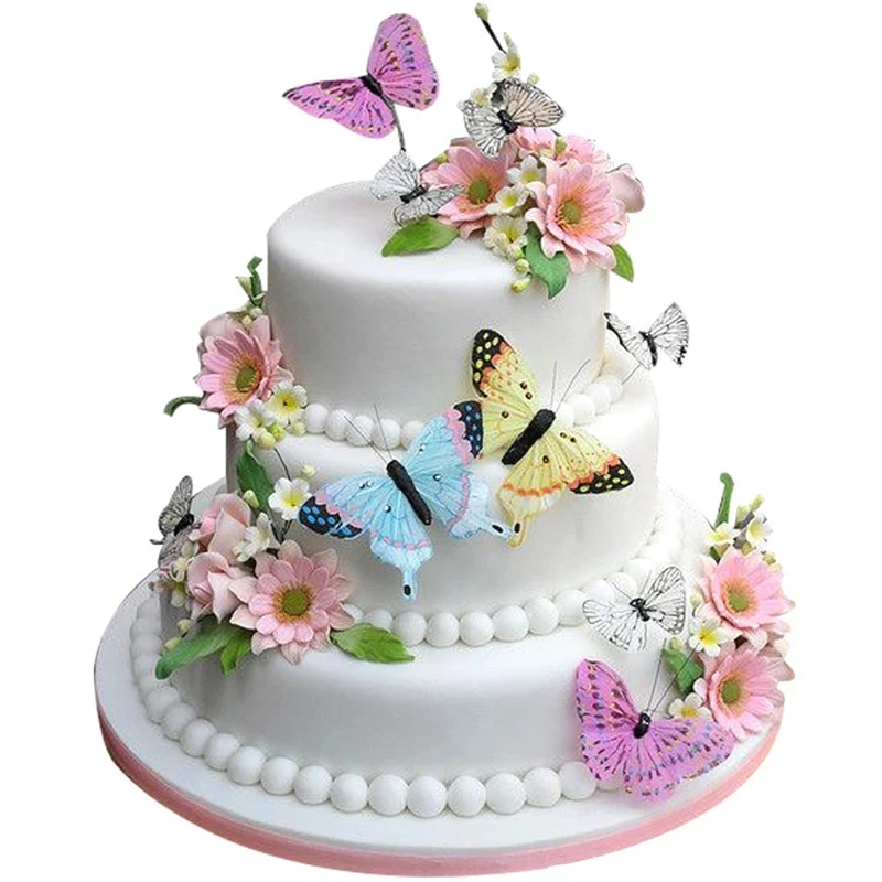 

300pcs/box Mixed Butterfly flowers Edible Glutinous Wafer Rice Paper Cake Cupcake Toppers Cake Decoration Birthday Wedding