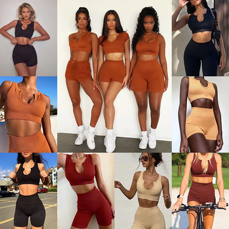 

Women's Sportswear Yoga Set Workout Clothes Athletic Wear Sports Gym Legging Seamless Fitness Bra Crop Top Long Sleeve Yoga Suit, Customized colors accept