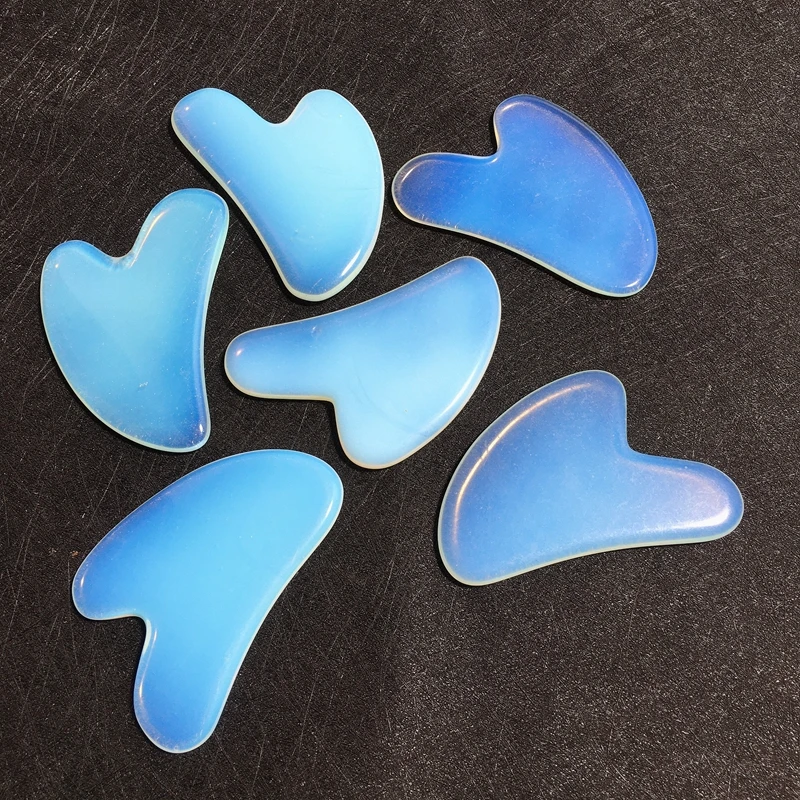 

Custom Facial Body Scraping Opalite Massage Tool Heart Guasha Board