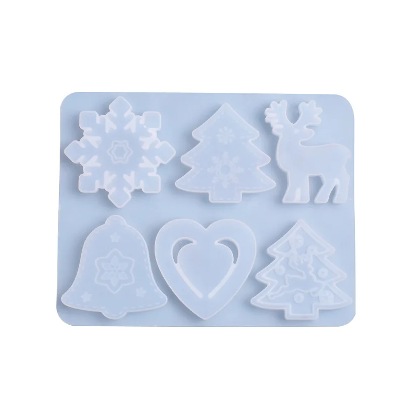 

0910 DIY Crystal Epoxy Shiny Handmade Christmas Snowflake Elk Silicone Mold Epoxy Love Pendant Crafts, Transparent