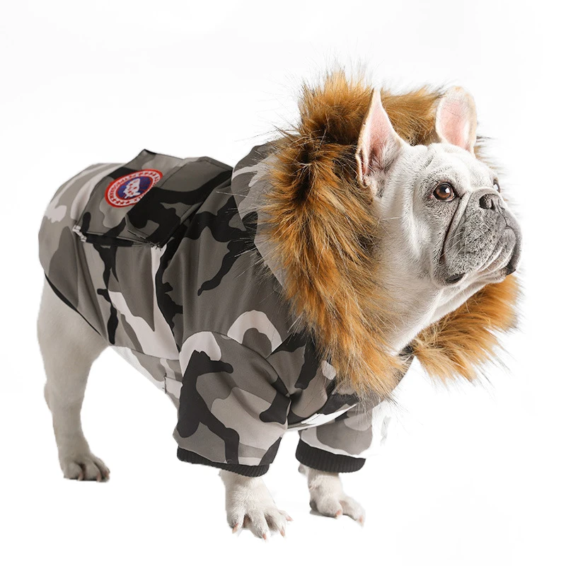 

Dog winter down jacket duck down pet camouflage jacket, Camouflage white blue