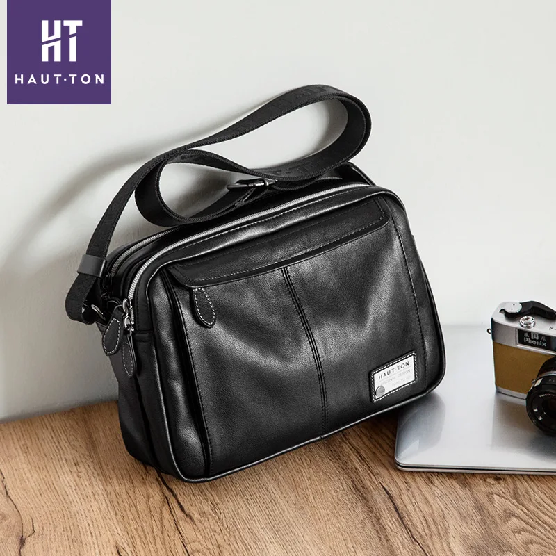 

HAUTTON brand crossbody bags man casual leather crossbody bag business sling messenger bag for men