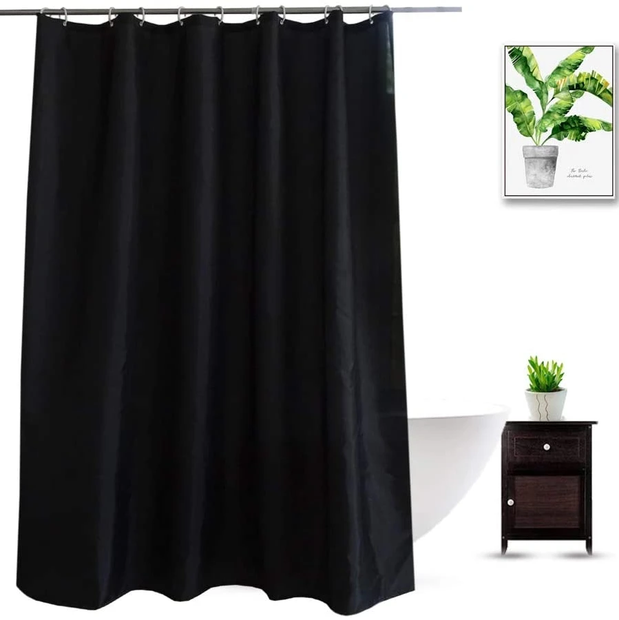 

Free Shipping 260x200cm Black shower curtain Liner Thick polyester Bath Cover bathroom Waterproof shower curtains