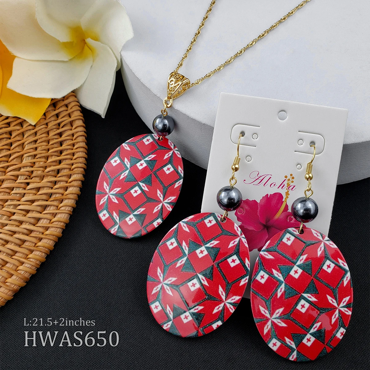 

Hawaiian heirloom jewlery for wholesale necklace and earrings set