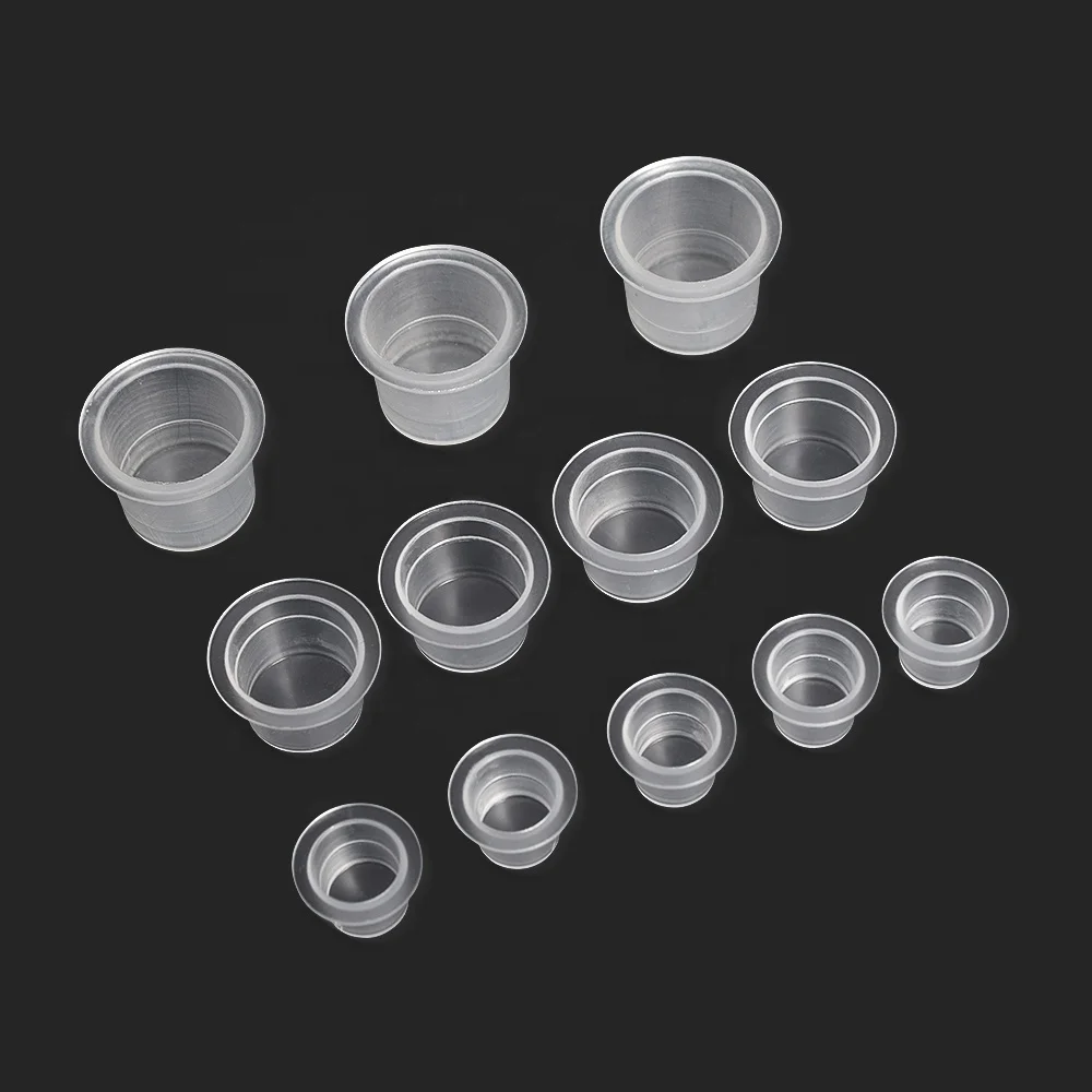 

100pc S/M/L Plastic Disposable Microblading Tattoo Ink Cups Permanent Makeup Pigment Clear Holder Container Cap Tattoo Accessory