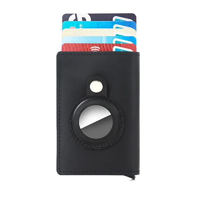 

Men Smart Wallet Rfid Blocking Aluminum Card Case Airtag Leather Pop Up Wallet