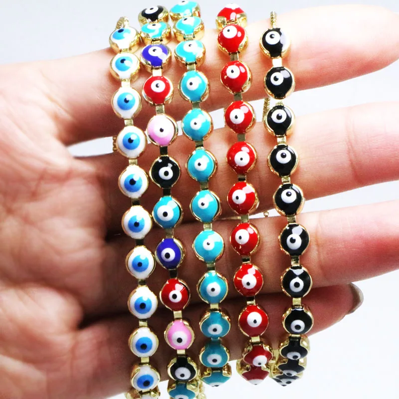 

Bohemia Fashion Jewelry 18k Gold Plated Enamel Devil Eye Beaded Bracelet Adjustment Colorful Oil Drop Evil Eyes Charm Bracelets