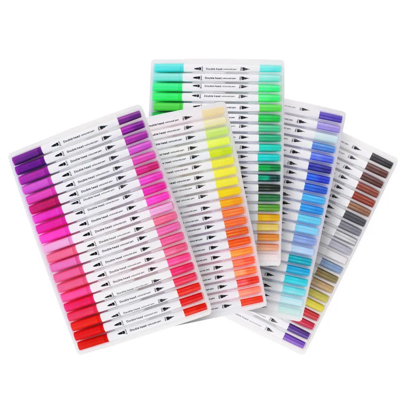 

Rotuladores Punta Pincel Plumones Dual Tip Fineliner Art Markers Colorful Brush Pens 12 24 36 48 60 80 Colors Watercolor Marker