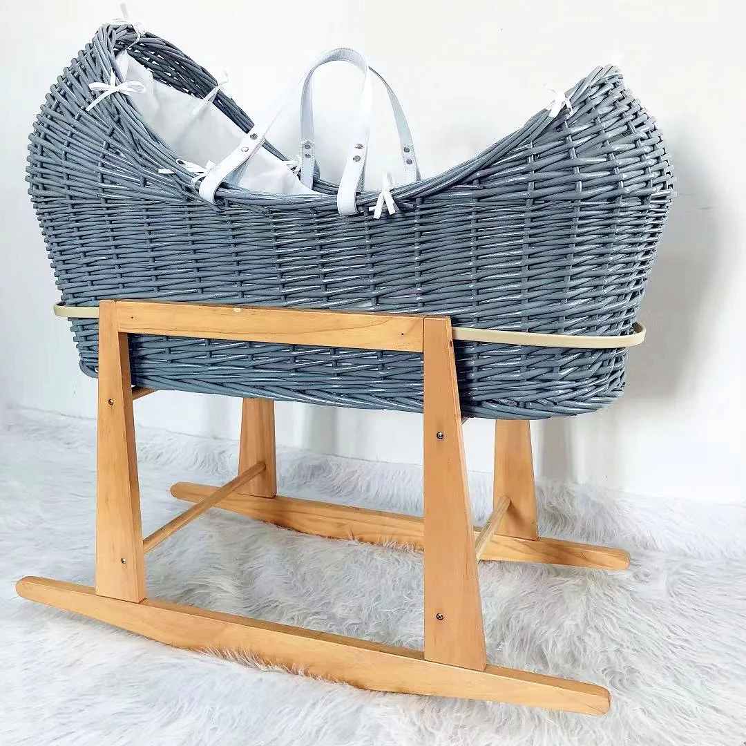 wicker baby bassinet with stand