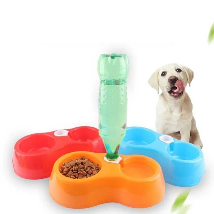

Pet supplies wholesale Pet supplies plastic round automatic waterer feeding dog food double cat bowls