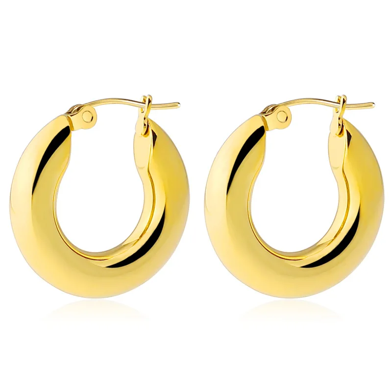 

Hot Sale High Quality 20mm Small Gold Plated Stainless Steel Hoop Earrings Thick Gold Hoop Earrings