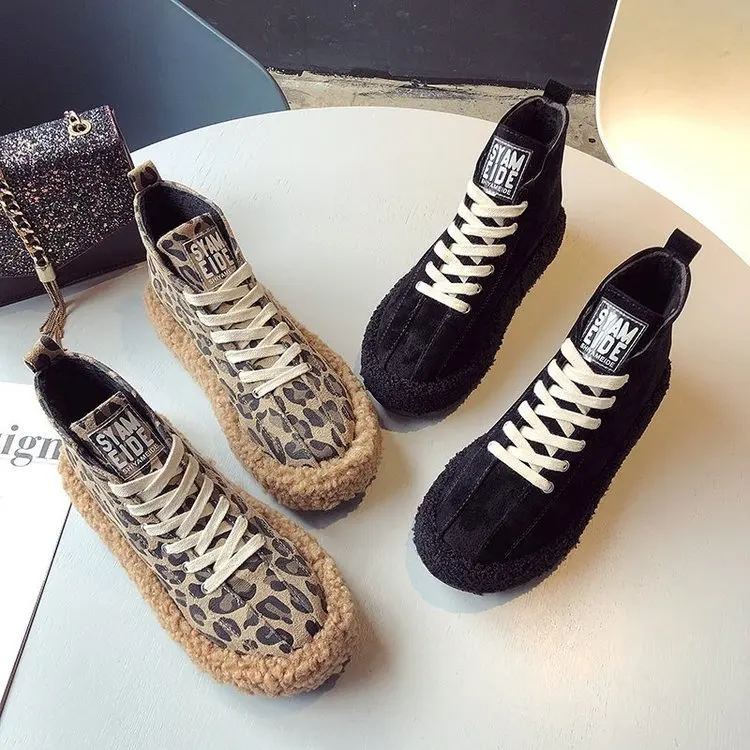 

Wholesale fashion lady leopard print winter fur boots boots boots, Customized
