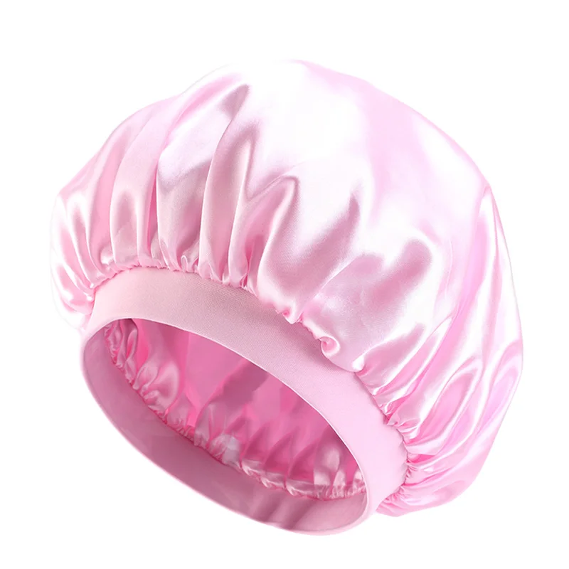 

Women Big Size Beauty print Satin Silk Bonnet Sleep Night Cap Head Cover Bonnet Hat for For Curly Springy Hair Black