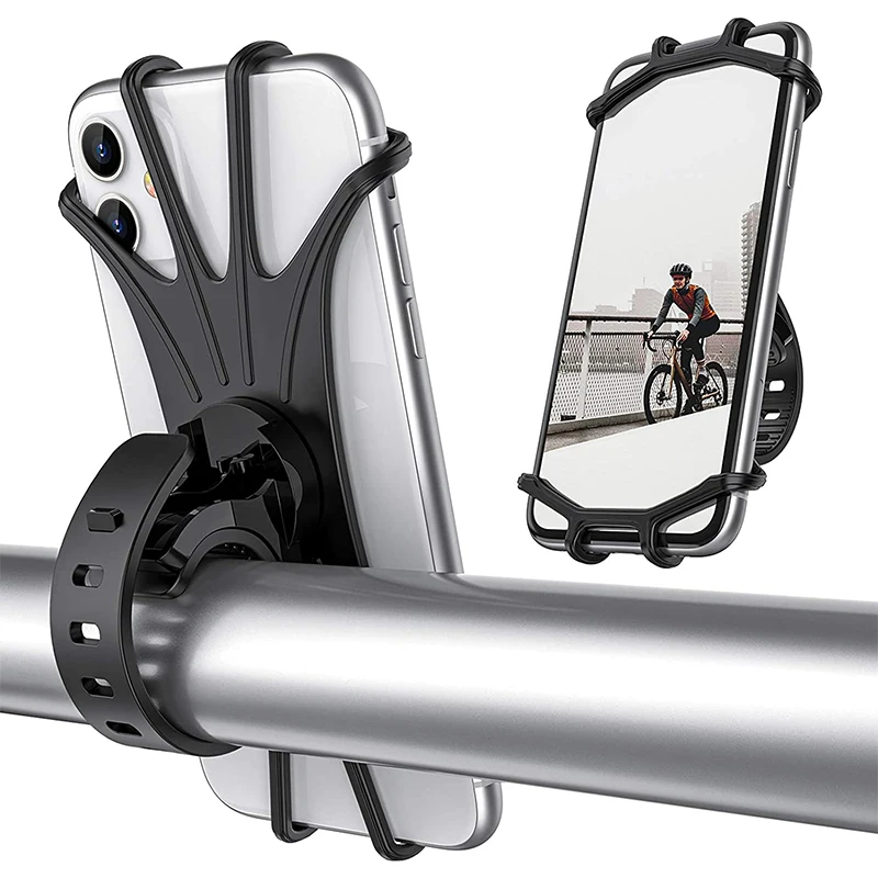 Silicone Mobile Phone Holder 360 Degree Rotating Stand for Bicycle Bike Scooter Easy Install Any Mobile Phone Use