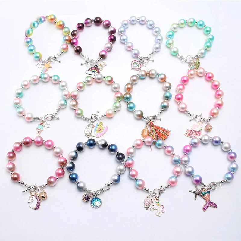 

Cartoon Accessories Rope Jewelry Charm Bracelet Dreamy Pearl Bracelet for Girls, Picture shows
