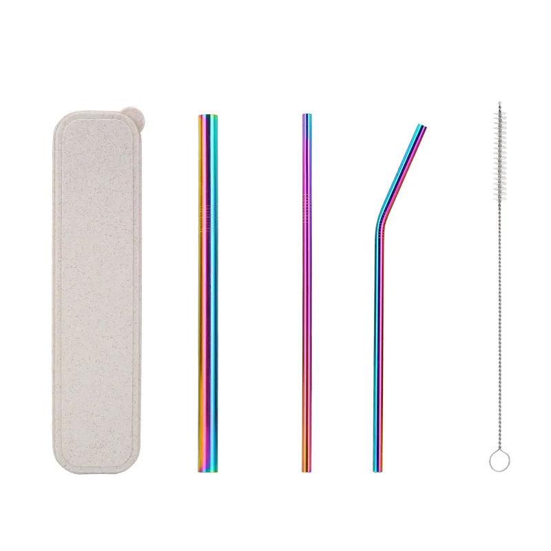 

Customized Colorful Stainless Steel reusable metal straw set with Box, Silver/gold/ rose gold/color/black/blue/purple